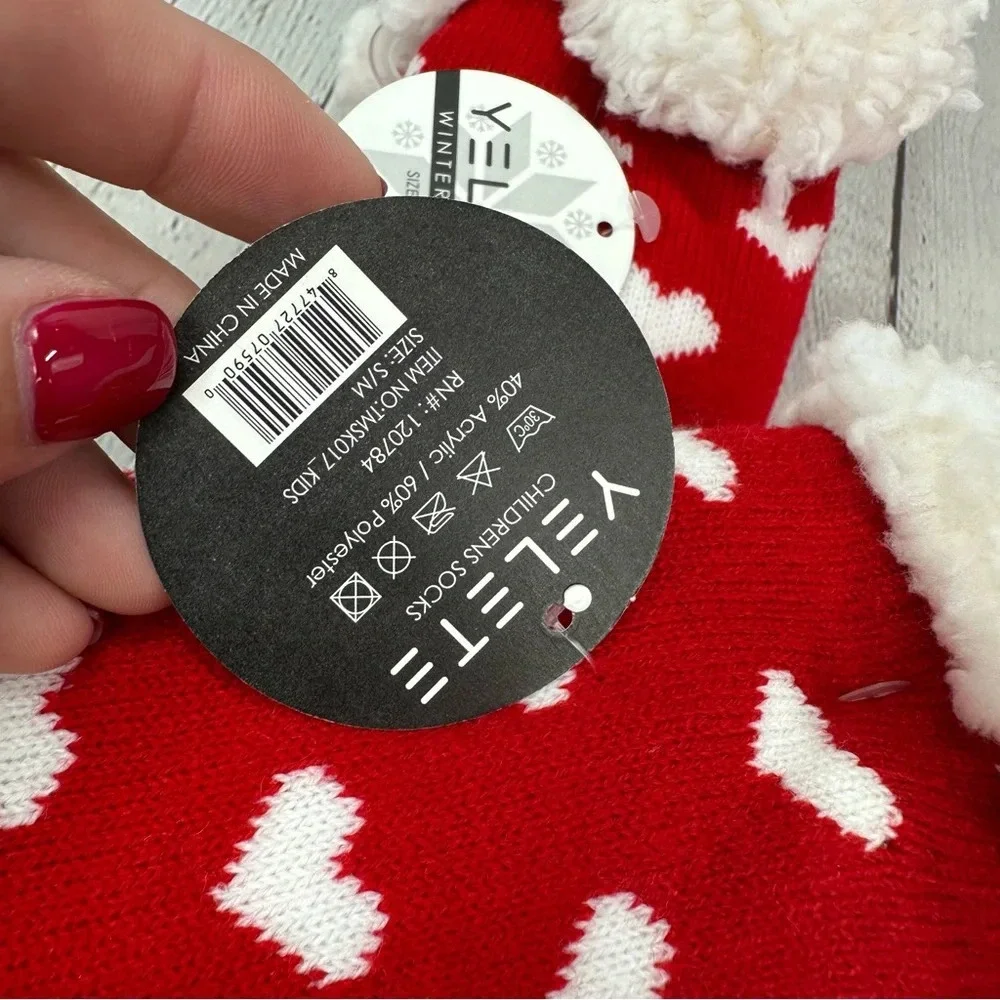 boutique YELETE NWT kids sherpa lined socks s/M and M/L christmas holiday